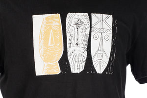 Unisex T-Shirt „Masken" in schwarz aus der Kollektion Werner Berg