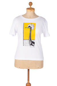 Damen T-Shirt „Fremder Vogel" in weiß aus der Kollektion Werner Berg